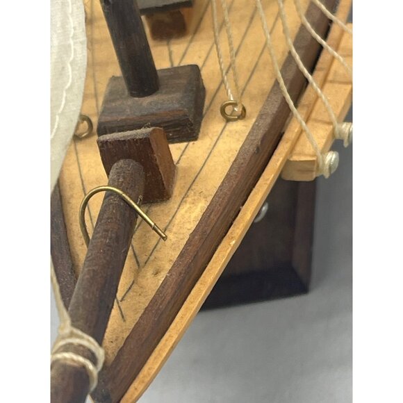 sail ship wood figurine display boat collectable 14x13" brown white latter's REA - Picture 14 of 16